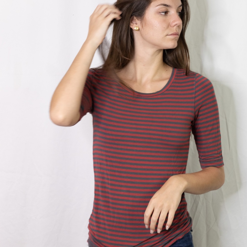 Free People leader of the pack red gray top